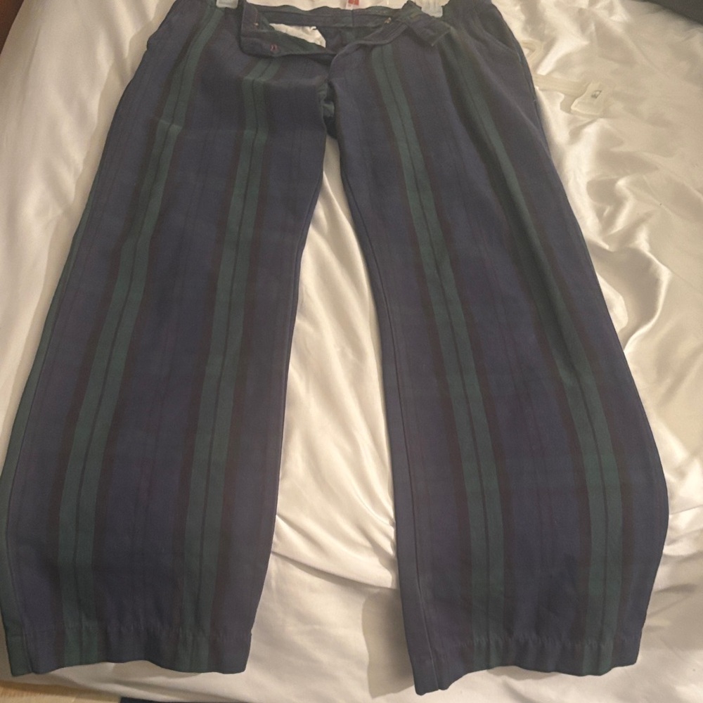 Vineyard Vines Navy Pants with Dark Green Stripes